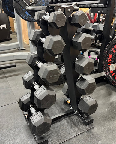 Eco 5-25lb rubber hex dumbbell w/stand